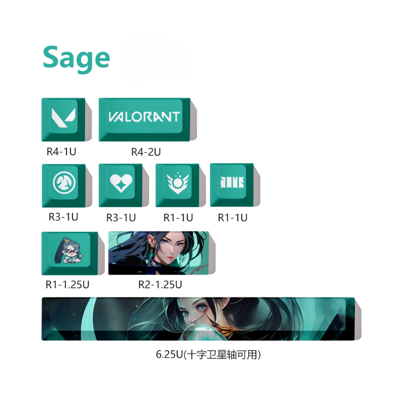 Reyna Valorant Keycaps PBT Key - Gaming Accessories For Valorant 评论和价格