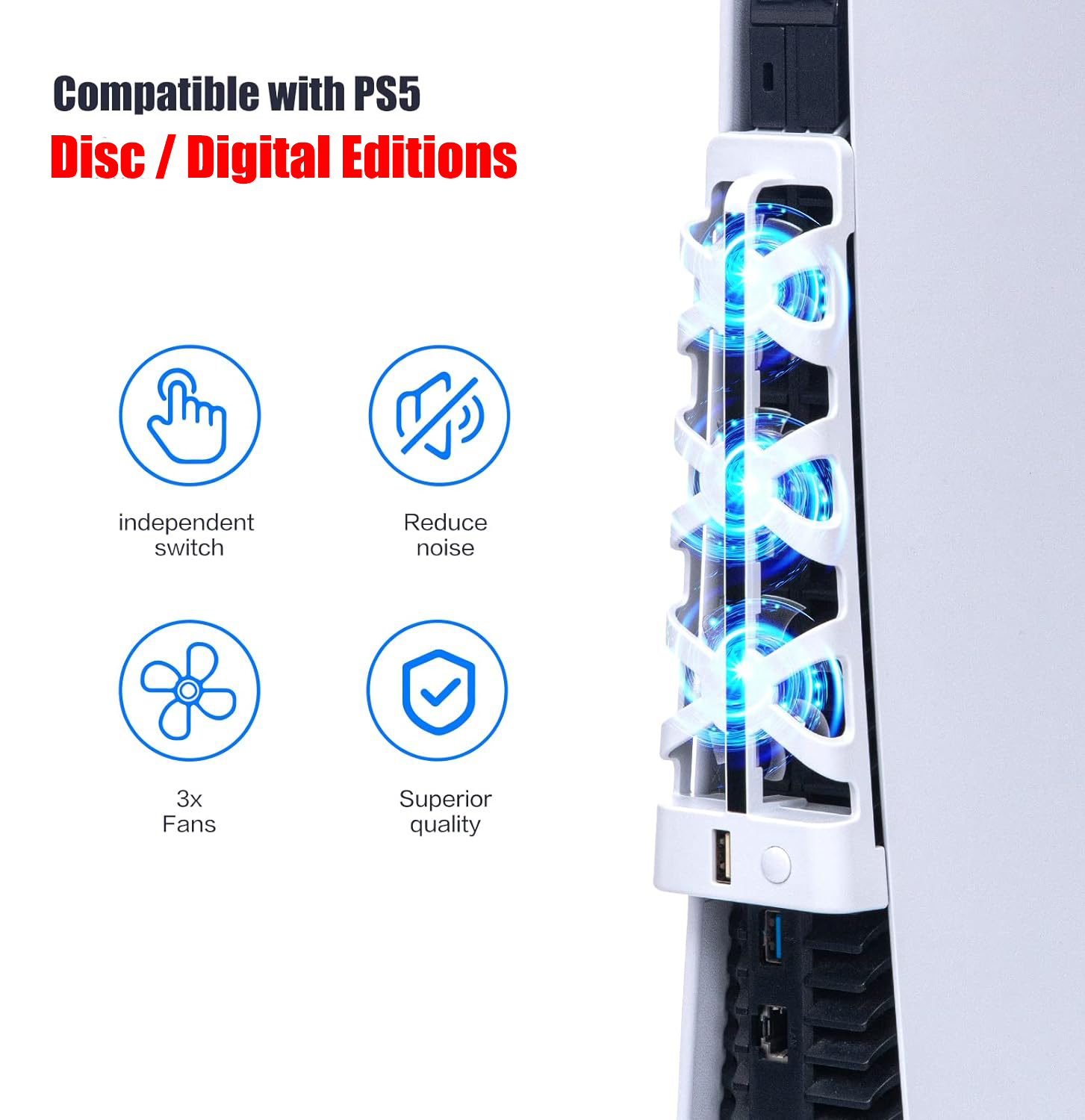 For PS5 Slient Cooling Fan wit - Gaming Accessories Lights 评论和价格